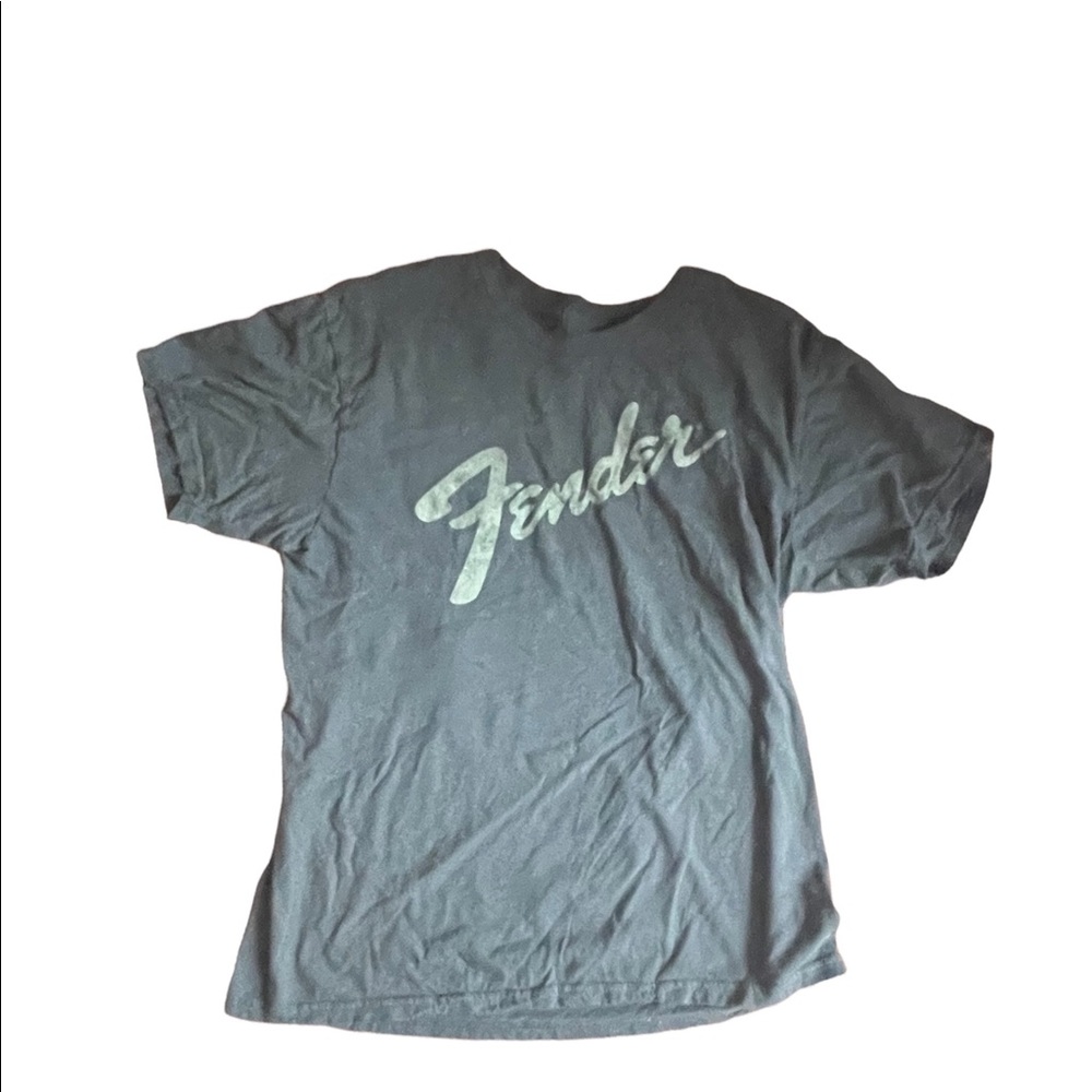 Fender Guitar T-Shirt Mens Medium Charcoal Genuine Distressed Logo Short Sleeve